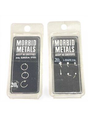 Morbid Metals 20G Nose Ring Hoop + L Shape Stud Set 316L Surgical Steel